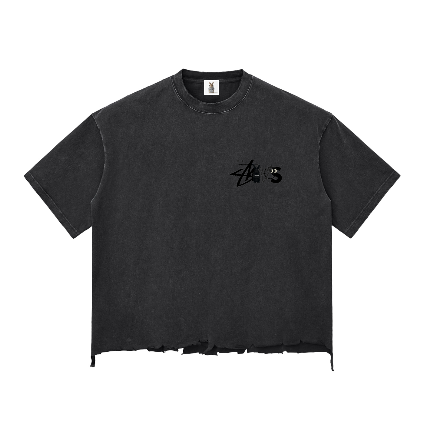 Snow Wash Raw-Hem Boxy T-shirt