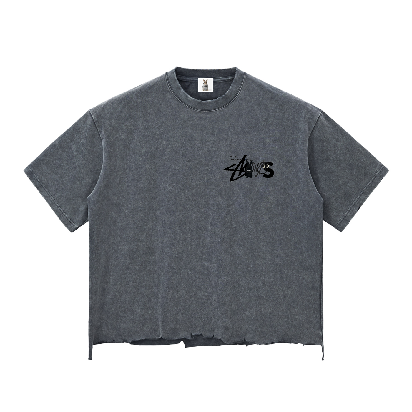 Snow Wash Raw-Hem Boxy T-shirt