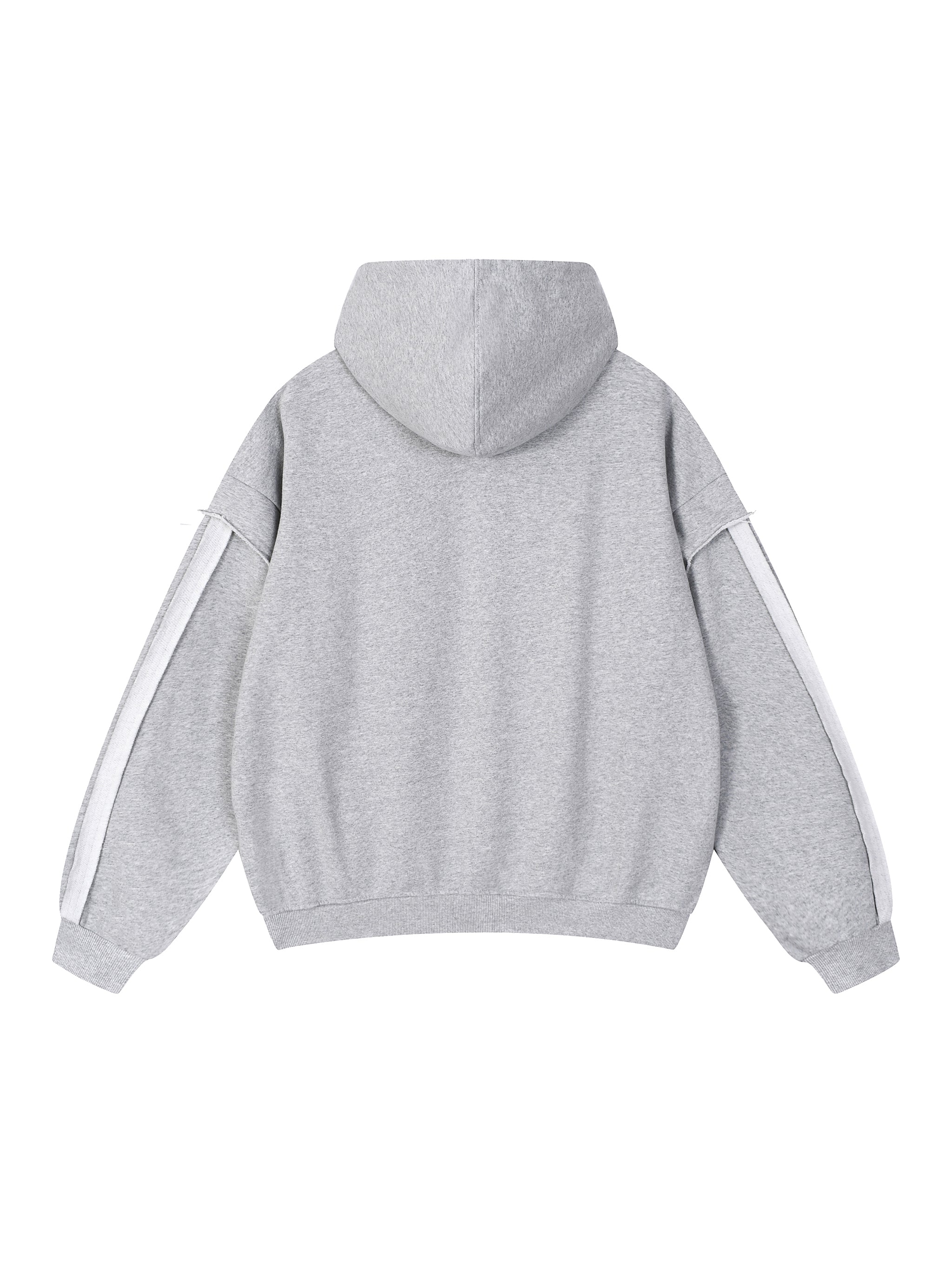 Contrast Tape Raw Edge Double Layered Zip Hoodie