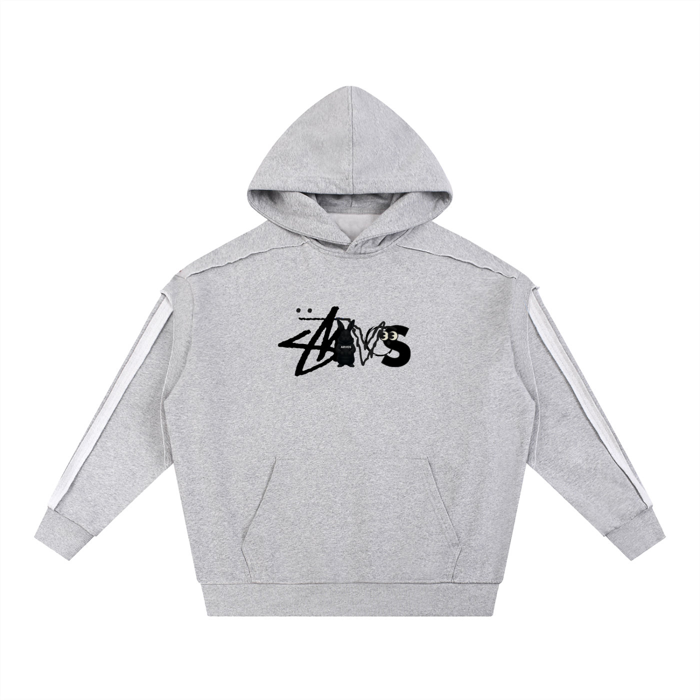 Contrast Tape Raw Edge Double Layered Hoodie