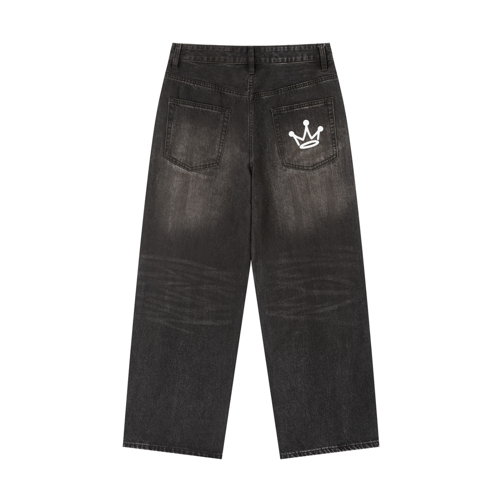 ARVOS Black Washed Wide‑Leg Jeans