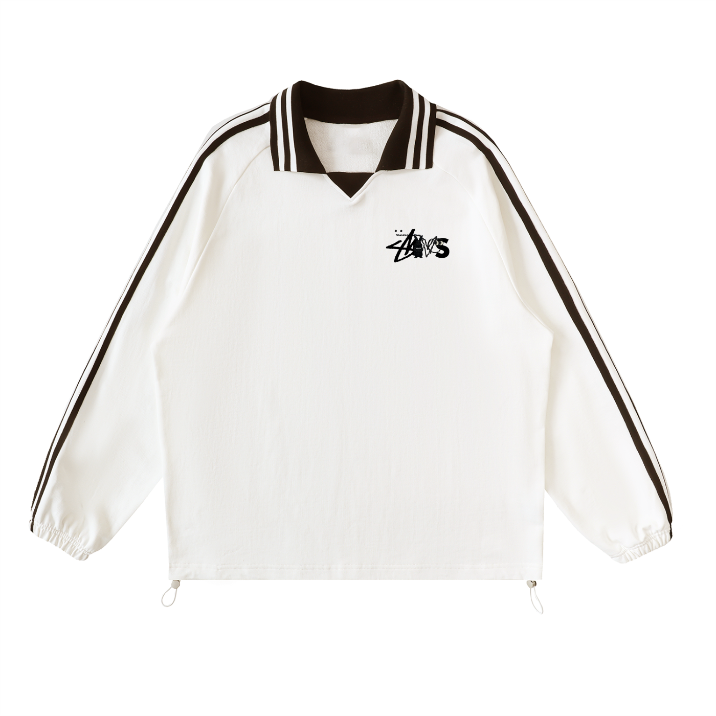 Contrast Striped Lapel Collar Sweatshirt